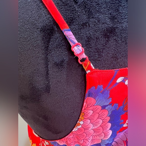 EXPRESS Floral Spaghetti Strap Racer Back Red Maxi Dress w/ Waist Cutout LP - Picture 8 of 10